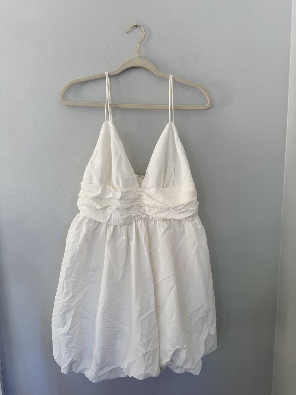 Day+Moon Babydoll Poplin Mini Dress with Bubble Bottom White L